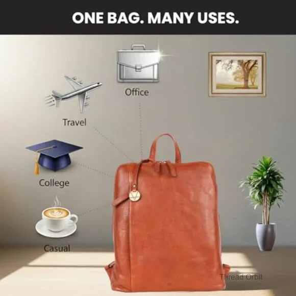 Genuine Leather Backpack Daypack Adjustable Strap 12.5 Inch